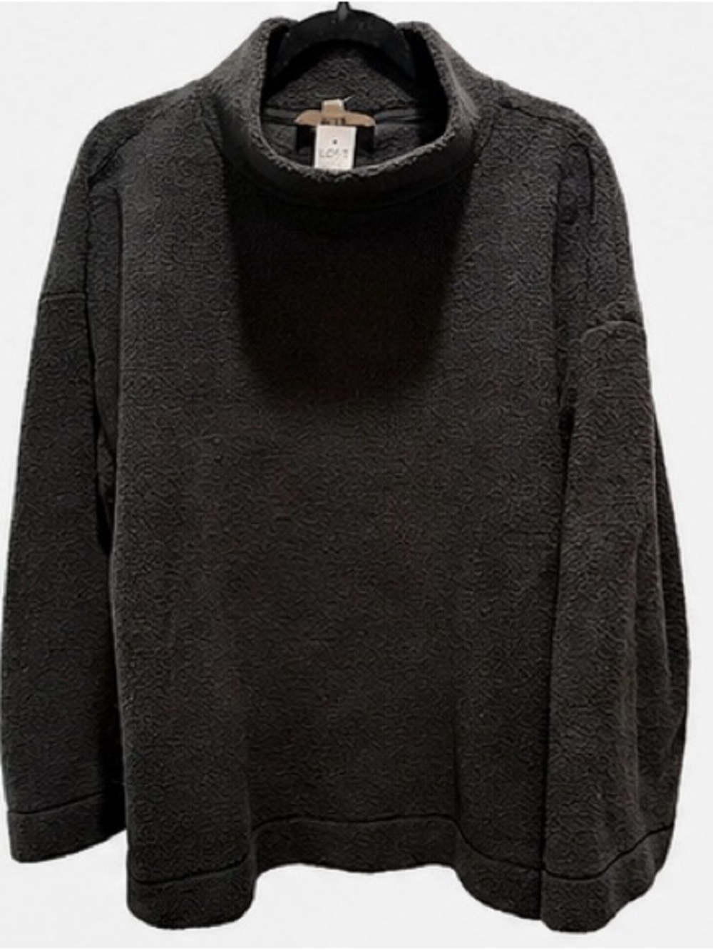 NWT Loft Black Cozy Fleece Cowl Neck Pullover Sweater XL